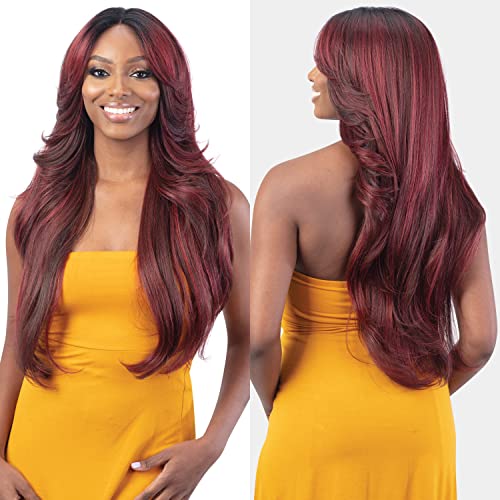 FreeTress Equal Curtain Bangs HD Lace Front Wig Bombshell (1B)