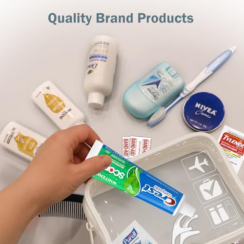 Peaknip Travel Toiletry Kit For Women - 15 Piece Travelers Essentials, TSA Compliant, Travel Size Toiletries kit, Bundle includes Shampooo & Conditioner, Body Wash, Deodorant, Moisturizer & More