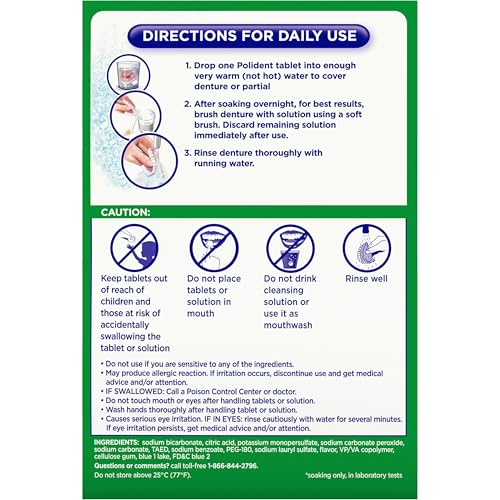 Polident Overnight Whitening Denture Cleanser Tablets - 84 Count (Pack of 3)