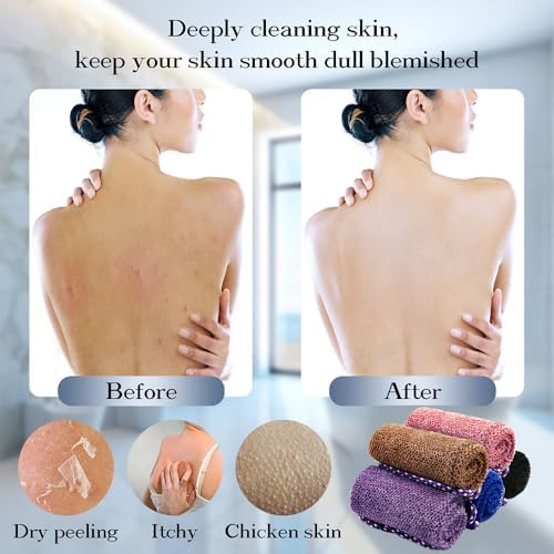 5 Pieces African Net Sponge with Handles Long African Exfoliating Net Washcloth Bath Sponge Net Cloth Wash Net Body Back Scrubber for Shower Loofah