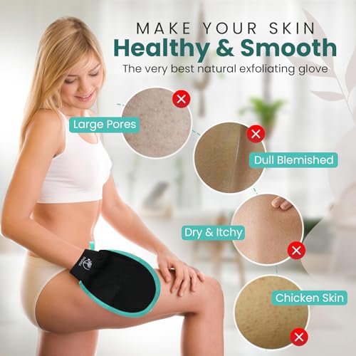 R'GANIA Deep Exfoliating Glove & Back Exfoliator – 100% Viscose. Korean Exfoliating Mitt for Removing Dead Skin, Keratosis Pilaris & Self-Tan – Full Body Exfoliator for Smooth, Glowing Skin