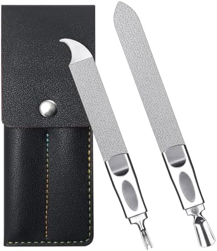 Toe Nail Files for Thick Nails, Professional Metal Nail File for Men Women Fingernail and Thick Toenails, Double-Ended and Double-Sided Stainless Steel, 2pcs Set