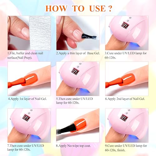 MEET ACROSS 12pcs Gel Nail Polish Set,Soak Off UV LED Lamp Gel Nail Polish Kit,Fashion Shimmer Nail Art Design Gifts for Women Manicure Salon (Neon series)