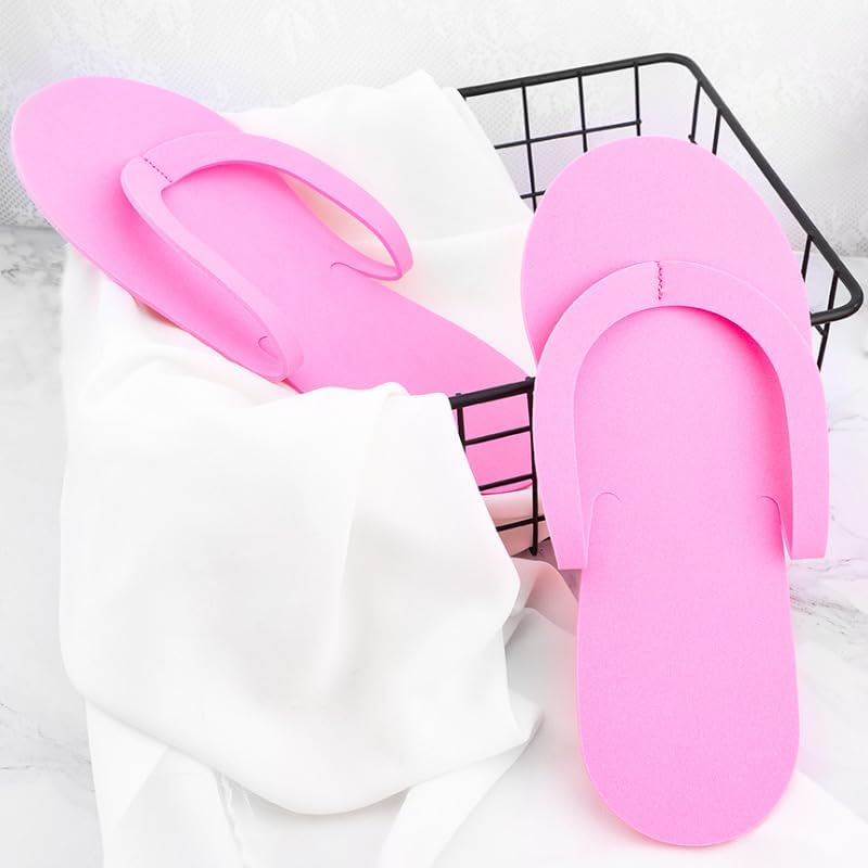 Khakho Pedicure Slippers Disposable Flip Flops for Pedicures 12 Pair Pink Pedicure Flip Flops for Women Salon Spa Beach Party Guests