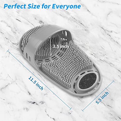 Silicone Shower Foot Scrubber Personal Foot Massage and Cleaning with Soft Silicone Bristles and Non-Slip Suction Cups, Foot Scrubbers for Use in Shower Men and Women (1PCS Gray)