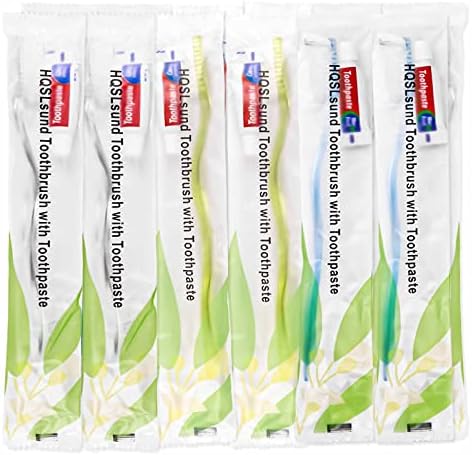 Disposable Toothbrushes with Toothpaste Individually Wrapped, 60Pack Manual Disposable Travel Toothbrushes Bulk, Adult Kid Travel Toiletries, 3 Colors