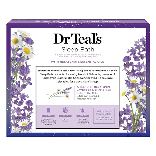 Dr Teal's Sleep Bath Gift Set, Melatonin & Essential Oil Blend, 4 Piece