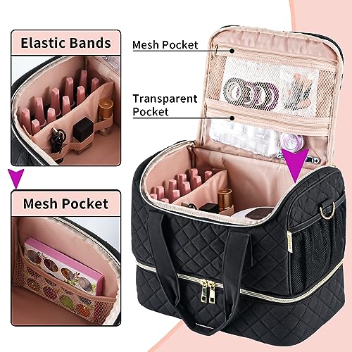 Nail Polish Organizer Case,Nail Storage Organizer Holds Nail Lamp & 50 Bottles Nail Polish,Travel Nail Tech Case,Nail Kit Organizer Bag Fits Nail Supplies & Manicure Tools,Black (Patented)