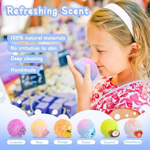 Bath Bombs for Kids with Surprise Car Toys, 6 Pack Kids Bath Bombs for Boys Pull-Back Cars Natural Rich Foam Color Bubble Set Birthday Christmas Gift for Toddlers