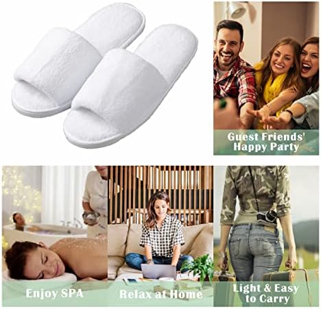 KHC-KHF Spa Slipper- 5 Pairs of Velvet Open Toe Slippers with Travel Bags- One Size Fit Most Men and Women for Spa