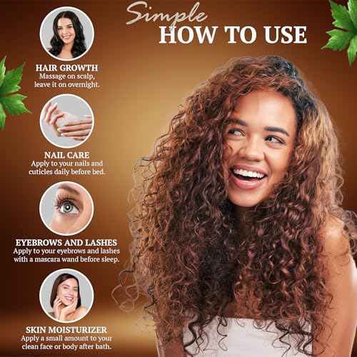 Organic Castor Oil in Glass Bottle – 16 Oz Cold Pressed & Hexane-Free – USDA Certified – Hair Growth Oil For Lashes, Brows, Skin & Scalp – with Pump