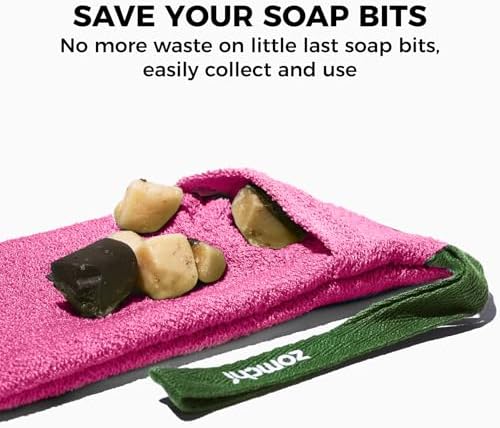 ZOMCHI Soap Bags, Soap Savers for Bar Soap with Different Exfoliating Level, Soap Pouch for Body Wash (2 Pieces, Pink)
