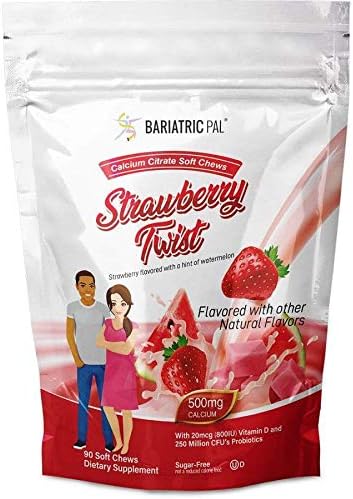 BariatricPal 90-Day Bariatric Vitamin Bundle (Multivitamin ONE 1 per Day! Capsule with 45mg Iron and Calcium Citrate Soft Chews 500mg with Probiotics - Strawberry Twist)