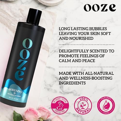 OOZE Eucalyptus Mint Bubble Bath (473ml) - Bubble Bath for Women Relaxing, Clean, Crisp & Refreshing - Self-Care & Wellness - Zero Parabens, Cruelty-Free, Made in The USA