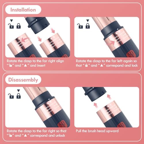 6 in 1 Air Styling Hair Styler, NDLT High Concentration of Negative Ions Hair Dryer, Blow Dryer Brush, Straightening Brush, Curling lron, Round Brush for Fast Drying Curling Straightening & Smoothing