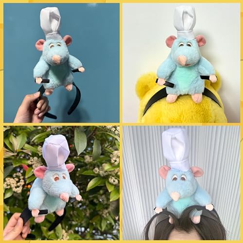 Rat Headband Clip Grabs Hair Rat Plush Toy Mouse Ears Stuffed Animal Costume Props Funny for Adults
