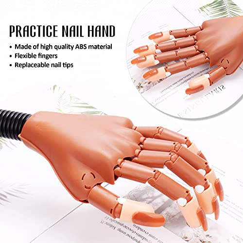 Practice Hand for Acrylic Nails, Flexible Nail Practice Hands Training Kits, Fake Mannequin Hands for Nails Practice, Movable Nail Mannequin Hand with 100PCS Nail Tips