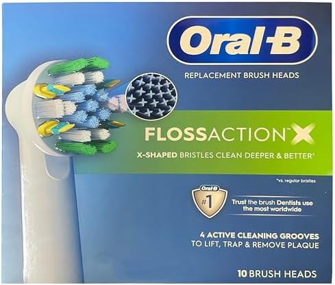 Floss Action Replacement Heads - Electric Toothbrush Heads 10-Count - Compatible with Oral B
