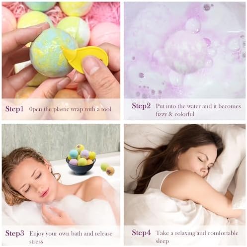 Bath Bombs for Women Gift Set - 30 Natural and Organic Bath Bombs with Essential Oils & Moisturizing Shea Butter, Spa Birthday Gift, Mother's Day, Selfcare Gifts for Her, Women， Bridesmaid Gift