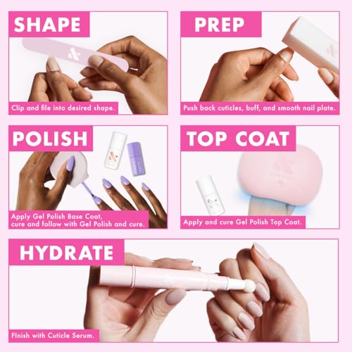 Olive & June Gel Mani System Set | Includes Nail Tools, Peel-Off & Gel Base Coats, Top Coat, LED Lamp, Cuticle Serum & The Poppy | Easy At-Home Mani Kit | 15-Free, Vegan, Cruelty-Free