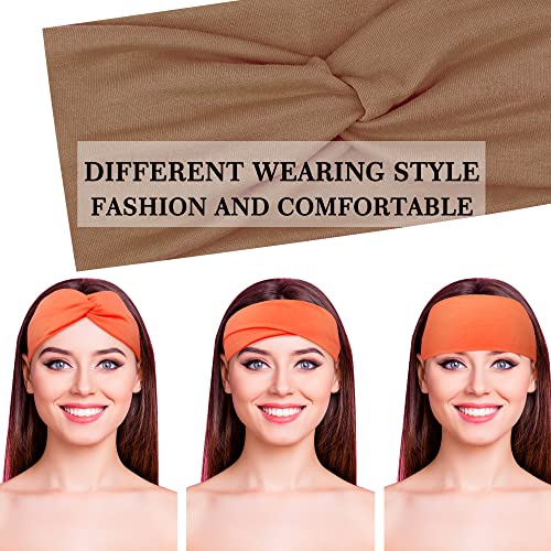 FEQO 18 Pieces Twist Headbands for Women Non-Slip Twisted Turban Stretchy Elastic Colorful Hair Bands for Workout Yoga Sports(Classic Colors)