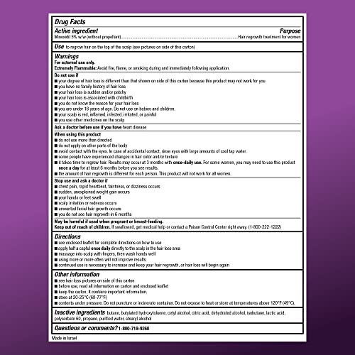 Amazon Basic Care Hair Regrowth Treatment For Women, Minoxidil 5%, Topical Aerosol (Foam), Unscented, 2 Month Supply, 2.11 ounce (Pack of 1)