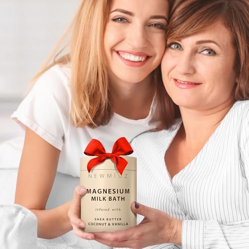 Creamy Magnesium Milk Bath Soak Powder Moisturize Soften Skin Coconut Vanilla Shea Butter Luxury Spa Bath Salt Relaxation Selfcare Gifts for Women