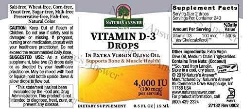 Vitamin D3 Drops | Bundled Measuring Spoon - Vitamin D3 4000 Iu Potency in Virgin Olive Oil, Bone & Muscle Support, Easy-to-Use Dropper [Pack of 3]