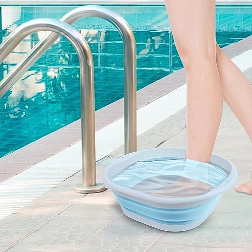 Portable Pool Foot Bath,Collapsible Pool Foot Wash Basin Tub,Foot Bath Basin for Above Ground Swimming Pools Accessories (Blue Baths)