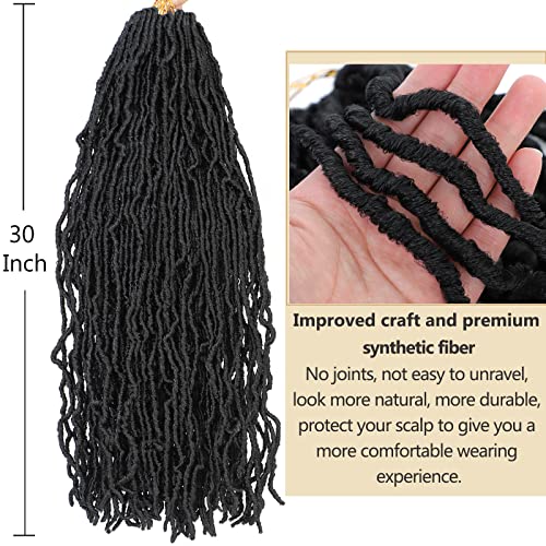 Faux Locs Crochet Hair Soft Locs 30 Inch 7 Packs Long Black Crochet Locs For Natural Butterfly Locs Crochet Hair For Women Goddess Locs Synthetic Pre looped Crochet Braids (30 Inch (Pack of 7), 1B#)
