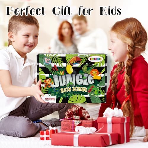Bath Bombs for Kids With Surprise Jungle Toys Inside, 12-Pack Organic Bubble Bath With Magic Bathbombs, Birthday Gifts for Boys