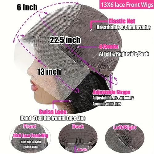 Deep Wave Lace Front Wigs Human Hair 200% Density 13x6 HD Transparent Deep Wave Frontal Wigs Human Hair With Baby Hair(26 Inch)