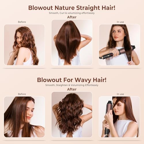 Thermal Brush,10 Temperatures LCD Display Upgrade to 400°F 1.5 in Heated Round Brush Curling Iron Heated Ceramic Tourmaline Ionic Comb 110-240V Volum