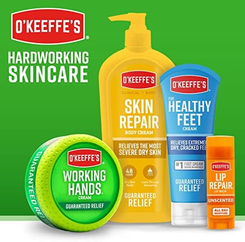 O'Keeffe's for Healthy Feet Foot Cream; Guaranteed Relief for Extremely Dry; Cracked Feet; Instantly Boosts Moisture Levels; 3.2 Ounce Jar; (Pack of 4)