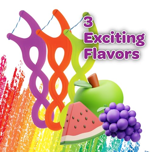 GUM Crayola Twistables Kids Flossers with Fluoride - Designed for Little Hands - Three Fun Fruit Flavors - Easy to Use Kids Floss Picks for Children Ages 3+, 90 Count (Pack of 4)