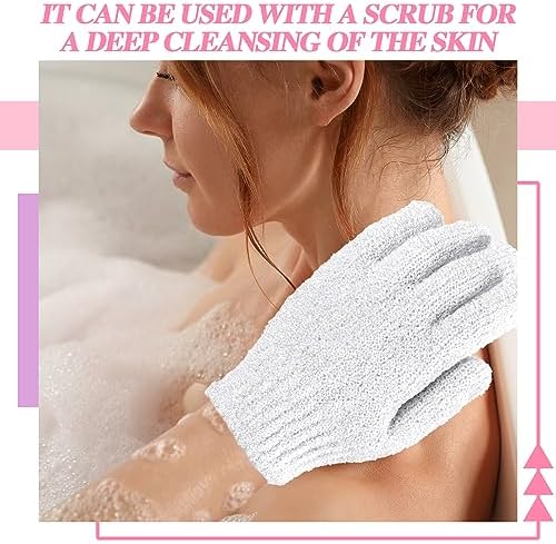 Ramede 30 Pair Exfoliating Glove Double Sided Exfoliating Bath Gloves Pack Nylon Colorful Shower for Men Women Beauty Spa Massage Shower Deep Clean Body Skin Bathing Scrubber Disposable(White)