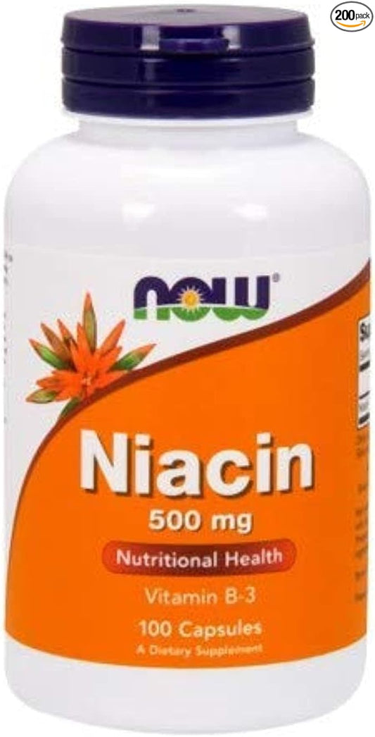 NOW Foods - Niacin Vitamin B-3 500 mg. - 100 Capsules ( Multi-Pack)