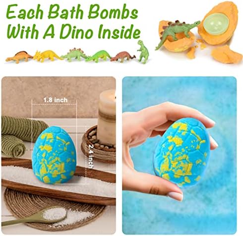 Dinosaur Bath Bombs Gift Set,16 Pack Organic Bath Bomb for Kids with Toys Surprise Inside. Natural Dino Egg Bathbombs Kit for Christmas or Birthday Gift for Girls and Boys