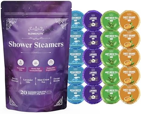Shower Steamers Aromatherapy | 20 Pack Shower Steamers for Women & Men, Essential Oils for Stress Relief, Self Care, Gifts for Mom, Birthday, Stocking Stuffers & Christmas (Purple)
