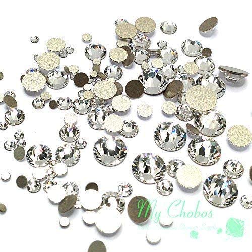 Crystal-Wholesale Swarovski Clear CRYSTAL (001) 2058/2088 Crystal Fatbacks Rhinestones Nail Art Mixed With Sizes Ss5, Ss7, Ss9, Ss12, Ss16, Ss20, Ss30, 144 Piece