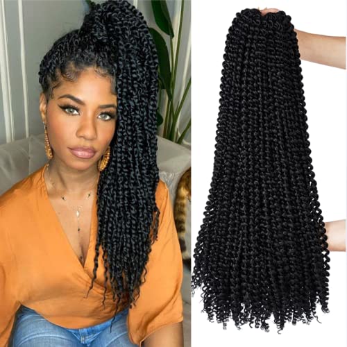 ShowCoco Passion Twist Hair 22 Inch Water Wave Crochet Hair 6 Packs Passion Twists Braiding Hair Long Bohemian Synthetic Hair Passion Twist Hair Extensions(22inch, #1B)