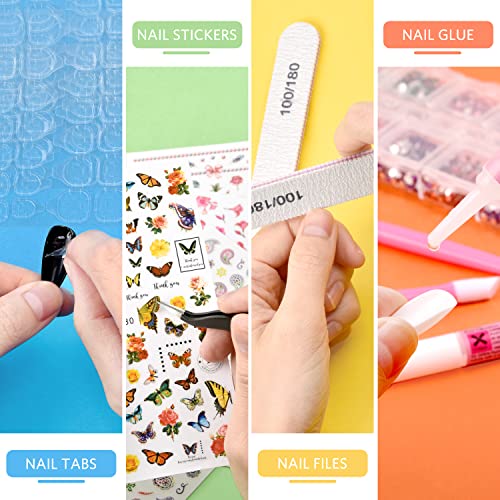 TsMADDTs Press On Nails Almond, 24 Colors 720PCS Short Fake Nails with Glues, Stickers, Tweezer for Women