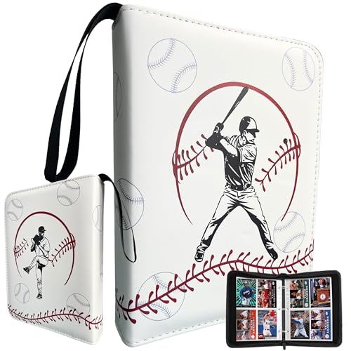 Baseball Card Binder 50 Sleeves 400 Pocket Holder. Sports Trading Cards Binder Album. 3 Ring Binder Card Holder. Compatible with Topps Cards. (Blue)