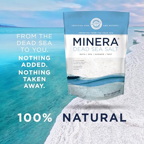 Minera Fine Grain Dead Sea Salt for Bath & Foot Soaks – 5 lbs, Fast-Dissolving, 100% Pure and Natural, Unscented, Skin-Softening Sea Salt