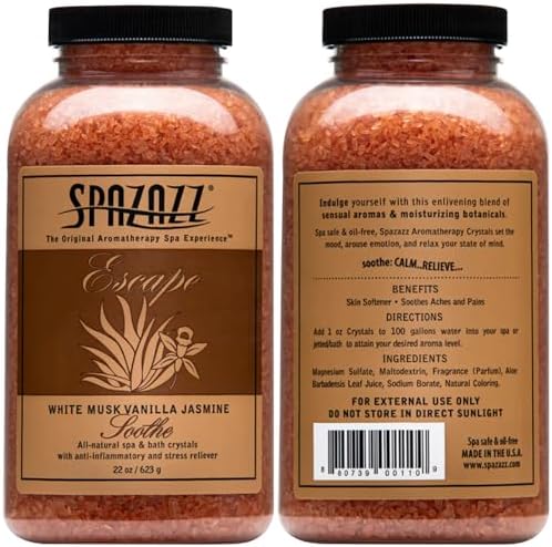Spazazz SPZ-110 Escape Aromatherapy Crystals Container, 22-Ounce, White Musk Jasmine Vanilla Soothe