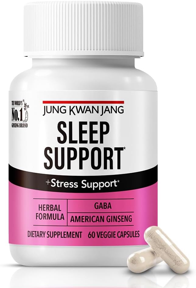 JungKwanJang Sleep Support GABA Complex 500mg with American Ginseng - Sleep Aid Supplement for Meditation Support, Better Sleep, and Increased Energy, 60 Capsules for Men and Women