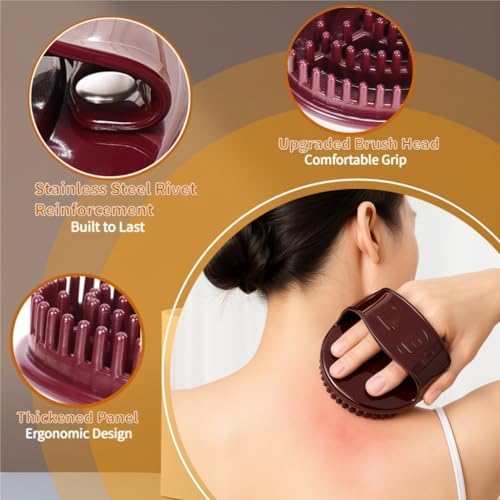 Handheld Massage Brush – Comfortable Grip Massage Gloves for Full-Body Brushing & Relaxing Muscle Care (Purple)