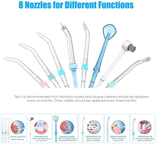 FC166 Water Flosser for Teeth/Braces, 600 ml Large Capacity, 10 Adjustable Pressures,8 Home Nozzles Professional Oral Irrigator for Teeth Clean(White)