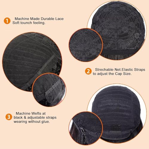 Pixie Cut Wig Human Hair Short Pixie Cut Wigs for Black Women Human Hair Glueless Pixie Wig Short Layered Brazilian Virgin Human Hair Wigs For Women Color 1B#