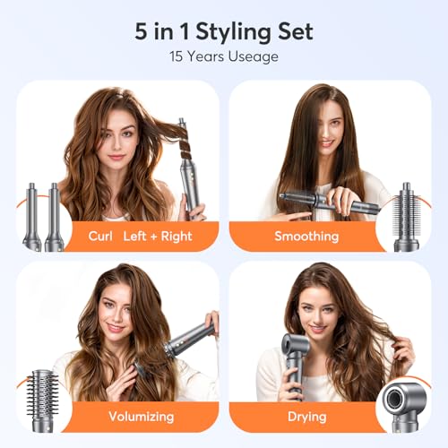 5 in 1 Air Wrap Hair Styler for Women - High-Speed Frizz-Free Hair Dryer Brush, Ion Fast Drying Auto Wrap Cruler, No Heat Damage Air Styler Wrap - Curl, Volumize, Straighten, Gift Idea